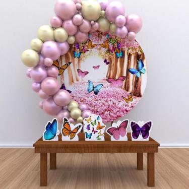 Imagem de Kit Decoração Painel Redondo Festa de Aniversário Infantil Borboletas Jardim Encantado