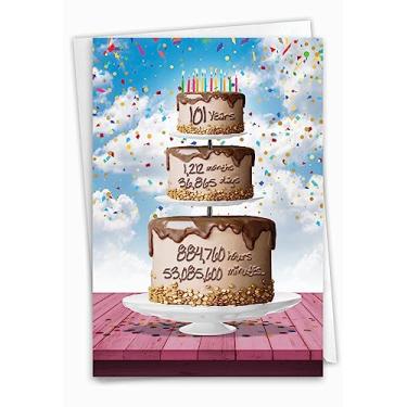 Imagem de NobleWorks - Cartão comemorativo de aniversário com envelope (4,63 x 6,75 polegadas) - Contagem de tempo de 101 anos C2774MBG
