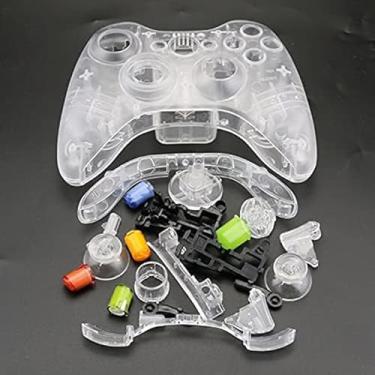 Imagem de Kit completo de capa de substituição e botões para controle sem fio Microsoft Xbox 360 Gamepad Capa protetora (transparente)