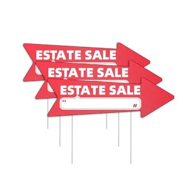 Imagem de Estate Sale Sinais Red Arrow Yard com estacas - 40,6 x 12,7 cm dupla face, para venda sinal de imóveis, sinal de seta de direção de vendas imobiliárias, à prova de intempéries (3)