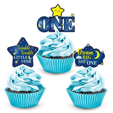 Imagem de 36pcs Twinkle Twinkle Little Star Cupcake Toppers - Over The Moon Navy Blue Gender Reveal Cupcake Toppers Decorations - Twinkle Twinkle Little Star Baby Shower Decorations