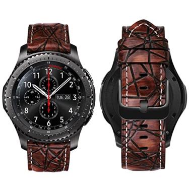 Imagem de MroTech Pulseira de 22 mm compatível com Samsung Gear S3 Frontier/Galaxy Watch 3 de 45 mm/Huawei Watch GT/GT2/GT 2e/GT3 de 46 mm para Galaxy Watch pulseira de 46 mm para homens e mulheres, padrão retrô marrom escuro