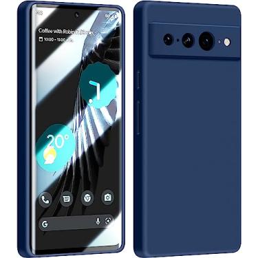 Imagem de Dssairo Capa para Google Pixel 7 Pro, com proteção total da câmera, capa protetora fina de silicone líquido à prova de choque [forro de microfibra] (azul marinho)..