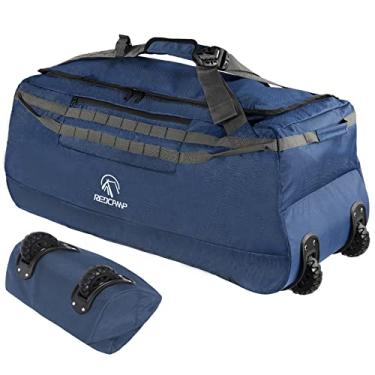 Imagem de REDCAMP Bolsa esportiva dobrável com rodas 85L/120L/140L, 1680D Oxford grande bolsa esportiva dobrável com rolos para acampamento e viagem, preta, 140l azul-marinho, 140l, Viajar