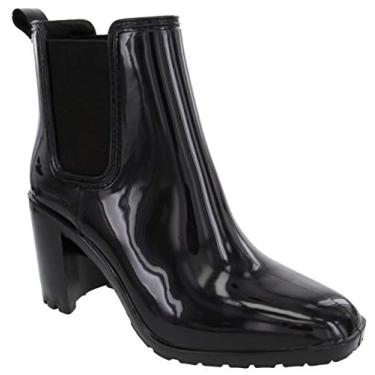 Imagem de LONDON FOG Bota de chuva feminina de salto alto Prite, Preto, 41