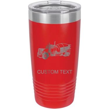Imagem de Caminhão betoneira 590 ml copo de aço inoxidável isolado a vácuo personalizado de parede dupla gravado a laser personalizado, caneca de café, personalizado, vermelho