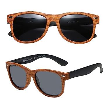 Imagem de PolarSpex Óculos de sol infantis polarizados para meninas e meninos - Óculos de sol infantis legais com armação inquebrável - Pete, o gato, Marrom de grão de madeira | Fumê polarizado, Kids 2-6
