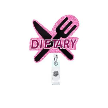 Imagem de ANDGING Carretel de crachá dietético engraçado enfermeira professora enfermeira enfermagem médica acrílico carretel retrátil para enfermeiras clipe de crachá com glitter fofo RN CNA LPN LVN acessórios