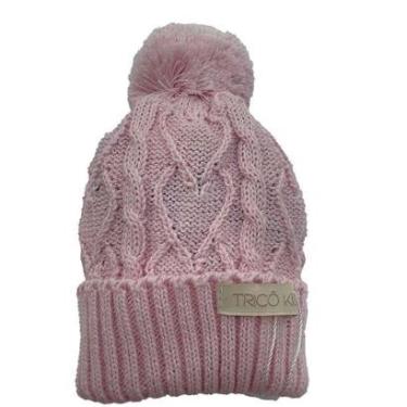 Imagem de Gorro de Tricô Para Meninas Com Pompom Rosa Claro-Feminino
