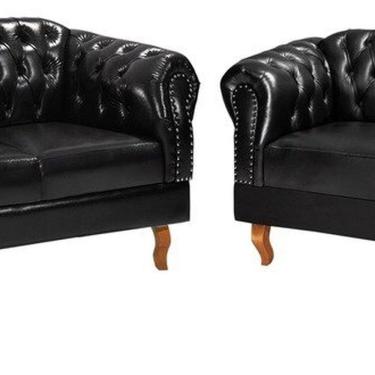 Imagem de Conjunto Duque 2 Poltronas e 1 Namoradeira Chest 3 Lugares Courano Preto