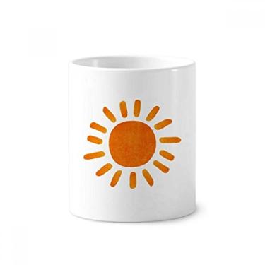 Imagem de Sun Hand Painting Sunshine Weather Escova de dentes Caneca, suporte de caneta branca de cerâmica 355 ml