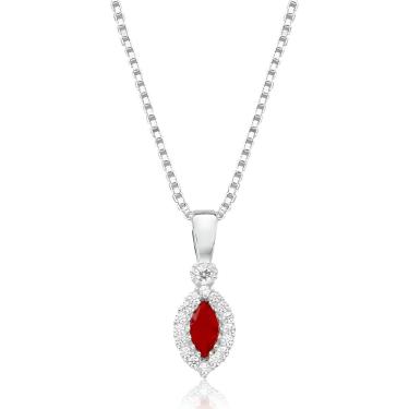 Imagem de Colar Feminino Prata 925 Yoni Pedra Vermelha Zircônia 45cm