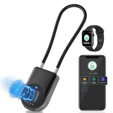 Imagem de Trava de cabo de impressão digital, cadeado de impressão digital Eseesmart longo com controle de aplicativo, trava de armário, trava de bagagem, cadeado impermeável ao ar livre para armário de