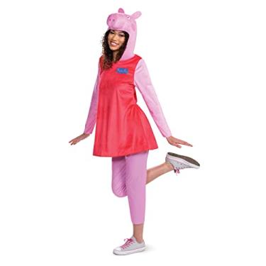Imagem de Disguise Fantasia feminina adulta da Peppa Pig, fantasia oficial da Peppa Pig e acessório para a cabeça, Peppa, Large (12-14)