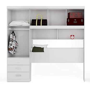 Imagem de Kit 2x1 Guarda Roupa Roupeiro De Casal Branco + Cabeceira com Baú Interno Luxo 2,05x2,00 Cc
