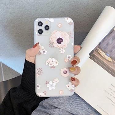 Imagem de 3D Relief Painted Phone Case para iphone 12 Mini 11 Pro XS Max 7 8 Plus 6 6s X XR Flor em relevo Soft Silicone Protetor Capa traseira, 07,6Plus 6SPlus