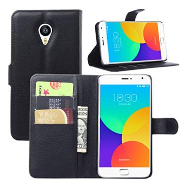 Imagem de NEKOYA MEIZU MX4 Pro, capa carteira flip de couro PU premium com compartimento para cartão, suporte e fecho magnético [capa interior à prova de choque de TPU] Compatível com MEIZU MX4 Pro