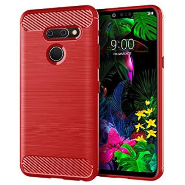 Imagem de NEKOYA Capa para LG G8 ThinQ, sensação macia, proteção total, anti-arranhões e impressões digitais + capa de celular resistente a arranhões para LG G8 ThinQ vermelha