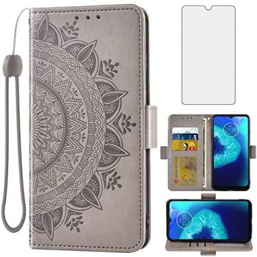 Imagem de Asuwish Compatível com Moto G8 Power Lite capa carteira de vidro temperado protetor de tela suporte de cartão alça de pulso capa de celular para MotoG8PowerLite Motorola 8 8G PowerLite XT2055-2