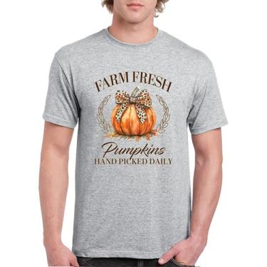 Imagem de Camiseta masculina fofa Farm Fresh Pumpkins outono estação aconchegante festival labirinto de milho Dia de Ação de Graças Peru Dia de Ação de Graças Outono, Cinza, G