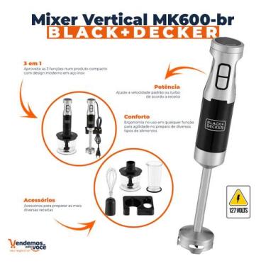 Imagem de Mixer Vertical 3 em 1 Fusion Mix 127v 600W MK600BR Black+Decker, Prata