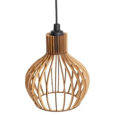 Imagem de Lustre PP Turin Luminoso Pendente Teto Varanda Mdf - MV Utilidades