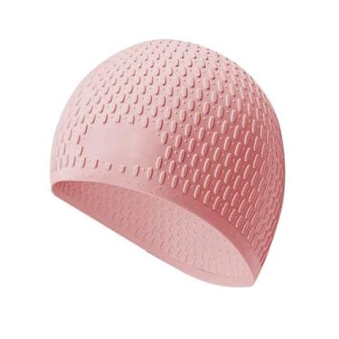 Imagem de Pegciuho Touca de Natação Elastomérica Feminina Masculina Chapéu de Natação, Confortável, Touca de Piscina Elástica para Treinamento, Touca de Natação de Silic, rosa