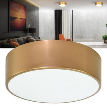 Imagem de Luminária De Teto Plafon Redondo Sobrepor Dourado 40w Painel Slim 25cm