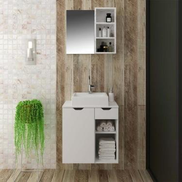 Imagem de Conjunto Lavabo com Espelho e Cuba Branco Tecno Mobili