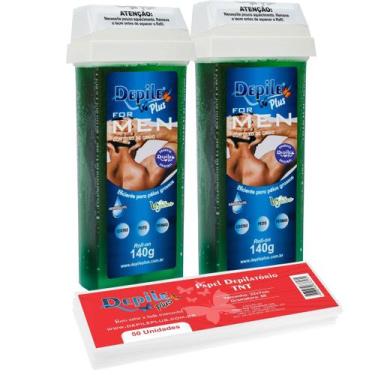 Imagem de 2 Roll-on Cera Depilatória For Men+ Papel Depilatório 50 Fls - Depile 