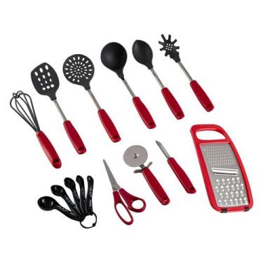 Imagem de Conjunto de Utensílios Tramontina Utilitá - 15 Peças, Vermelho, 15 Peç