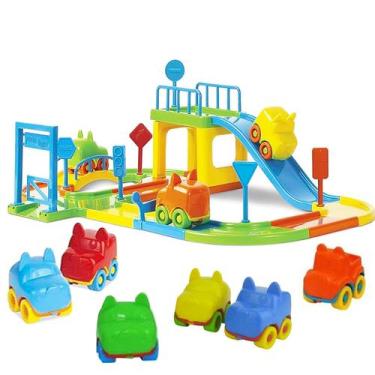 Imagem de Pista Brinquedo 6 Carrinhos Corrida Infantil Educativo Bebê  - Divplas