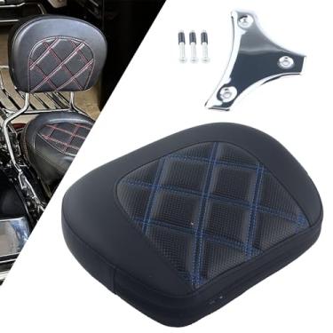 Imagem de FINMOKAL Almofada de encosto de passageiro Sissy Bar almofada de assento com suporte compatível com Harley Touring Road Electra Glide Road King FLHR 96-21 Street Glide FLHX CVO Ultra Classic Softail