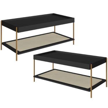 Imagem de Kit 02 Mesas de Centro Para Sala de Estar Industrial Indy A03 Nero Dou