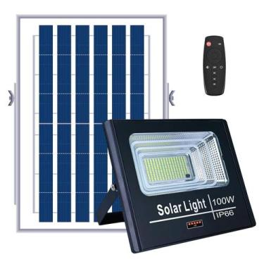 Imagem de Refletor Led Placa Solar Luminária 100W Holofote Prova Dágua - GDsuper