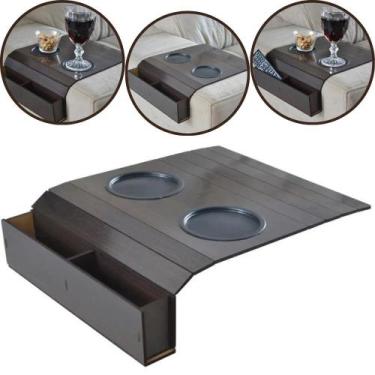 Imagem de Bandeja Esteira Suporte Porta Copos e Controle p/ Braço Sofá - Cia Las