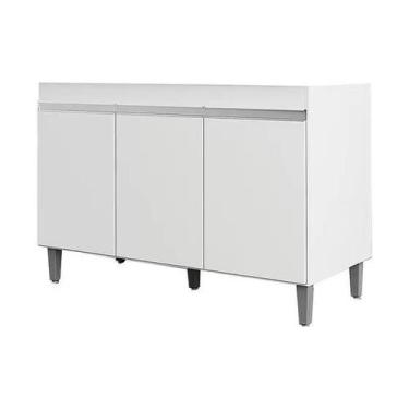 Imagem de Balcão P/ Pia e Gabinete Manu 120cm 3 Portas - AJL Móveis, Branco