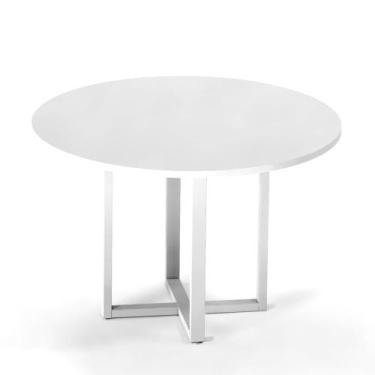 Imagem de Mesa de Reunião Redonda Tubular P25 Pandin 1,10 M Branco