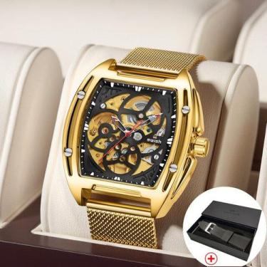 Imagem de Relógio Masculino SWISH Luxo Ouro Mecânico  - ElaShopp