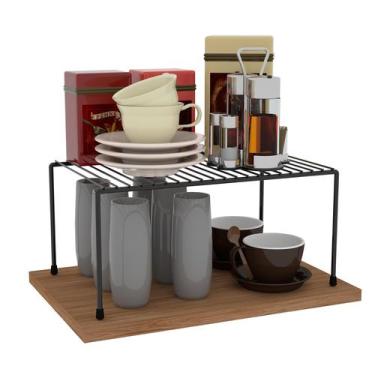 Imagem de Kit Organizador Aramado Prateleira Xícara Prato Aço Luxo 4un - dicarlo
