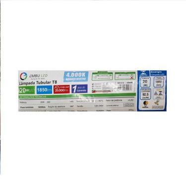 Imagem de Kit 25 Lâmpada Led Tubular T8 20W 1,20m Neutra 4000K Embuled - Embu Le