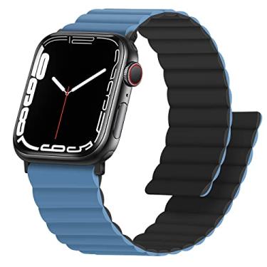 Imagem de Anlinser Pulseiras magnéticas compatíveis com Apple Watch 45 mm, 44 mm, 42 mm, 41 mm, 40 mm, 38 mm, pulseira para iWatch Series 8/7/6/5/4/SE, 41mm/40mm/38mm, silicone