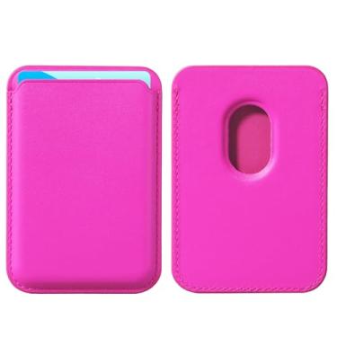 Imagem de BENTOBEN Capa carteira magnética para cartão compatível com MagSafe, carteira de couro PU para iPhone 15 14 13 12 Pro/Pro Max/Plus/Mini Mag, rosa choque