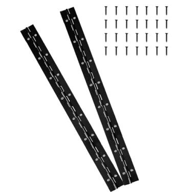 Imagem de Dobradiças pretas contínuas e de piano de 40,6 cm - 2 peças de dobradiças de aço inoxidável resistentes com furo - 0,1 cm de espessura, 3 cm de largura aberta - Ideal para portas de armário dobráveis