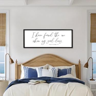 Imagem de Decoração de parede I Have Found The One Whom My Soul Loves 101.6 cm x 38.1 cm Modren Master Bedroom Above Bed Moldura de madeira Canção de Salomão 3:4 grande sala de estar versículo bíblico para