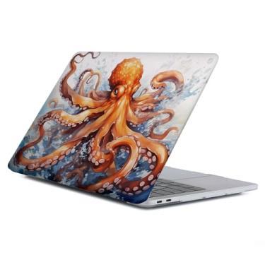 Imagem de Yicomon Compatível com MacBook Air 13 polegadas 2020 2021 M1 A2337 A2179 A1932, capa rígida de plástico para Mac Air 13 com Touch ID (2018-2021) - polvo laranja água do mar águia voadora