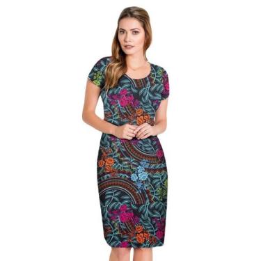 Imagem de Vestido moda evangélico decote redondo midi sku:SV10 - R.S MODAS, Pret