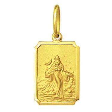 Imagem de Pingente Mini 0.9cm Quadrado Retangular Santos Ouro 18k ( 29 Santos ) 