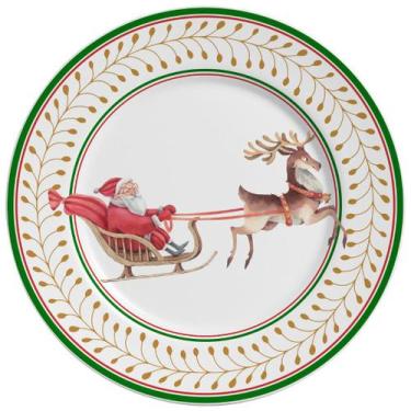 Imagem de Sousplat Travessa Rasa Redonda Ho Ho Ho Natal 34cm Alleanza Cerâmica P