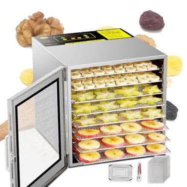Imagem de KKSOUFX MáQuina Desidratadora De Alimentos 8 Bandejas De AçO InoxidáVel, Com Temporizador AjustáVel De 24 Horas E Controle De Temperatura Digital De 95-194 ℉, Ventilador Montado Na Parte Traseira